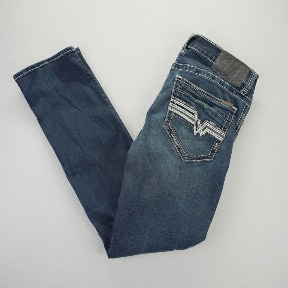 Salvage Havoc Straight Slim Fit Jeans Mens 33x32 Blue Contrast Stitch SLVG23-460